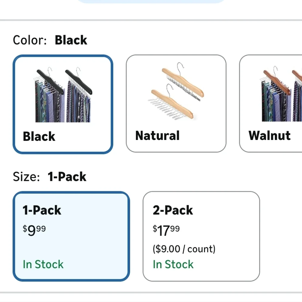 Black Wooden Hanger with Metal Clips
